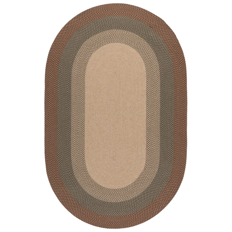 Braided Hand Loomed Performance No Pattern Indoor Indoor/Outdoor Area Rug, Oval 3' x 5'