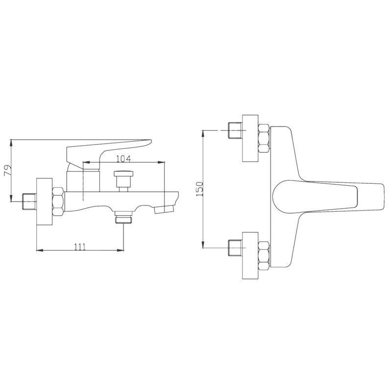 Sthilaire 1 Handle Wall Bath Shower Mixer Bath Filler
