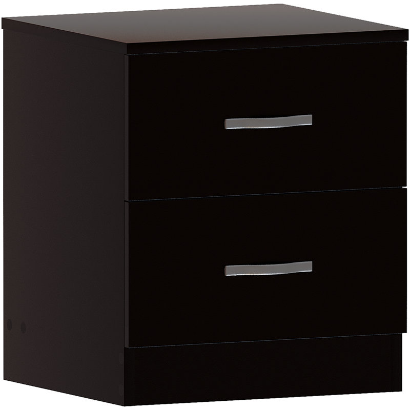 Maybery 2 Drawer Bedside Table, Black