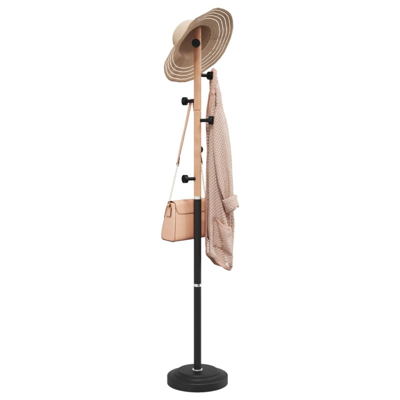 vidaXL Coat Stand Powder-coated iron Medium Hooks Coat Stand, Black