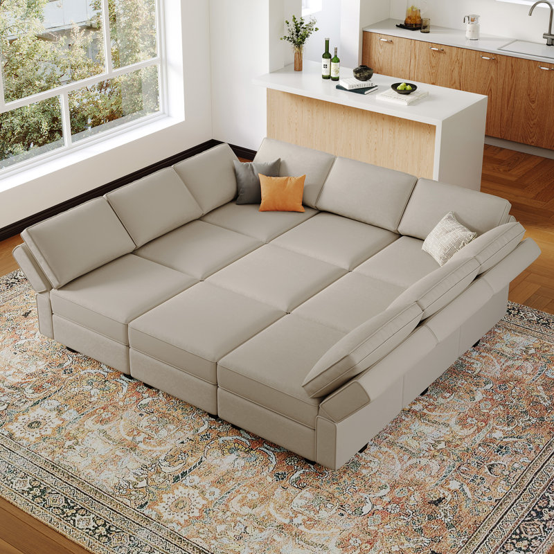 Wylodene 90.2" Wide Velvet Reversible Storage Modular Sofa Sectional Couch Convertible Livingroom Bedroom Large Sofa Bed Sleeper