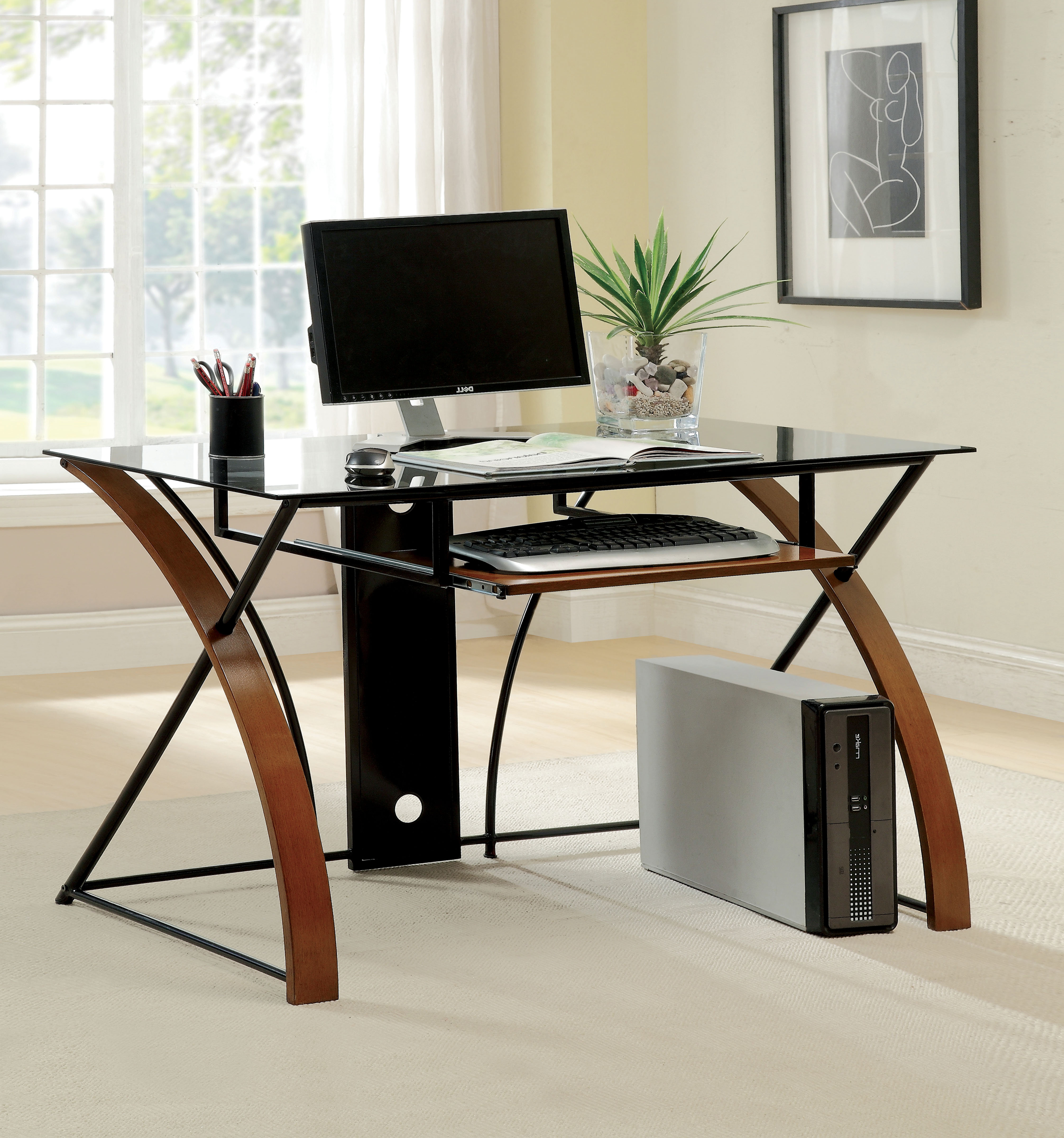 The Twillery Co.® Taber Glass Desk & Reviews | Wayfair