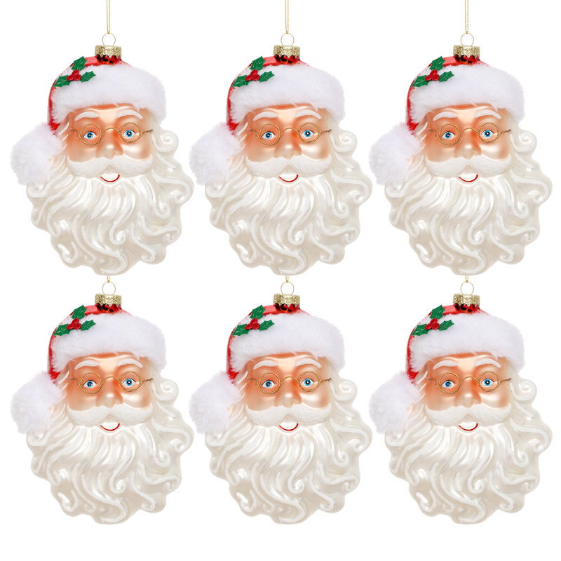 Jolly Santa Head Ornament, 6.5 Inches