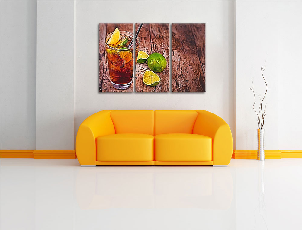 3-tlg. Leinwandbilder-Set Schöner Cuba Libre Cocktail, Kunstdruck