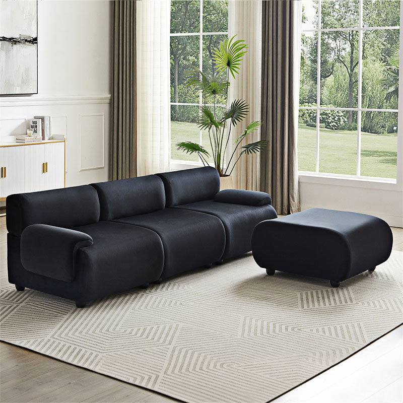 Canapé modulaire Demba, Tissu noir