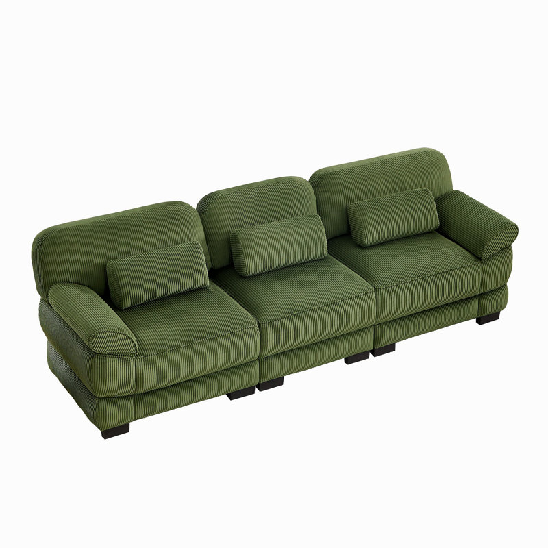 Canapé 3 places Cloud Couch, Velours côtelé vert