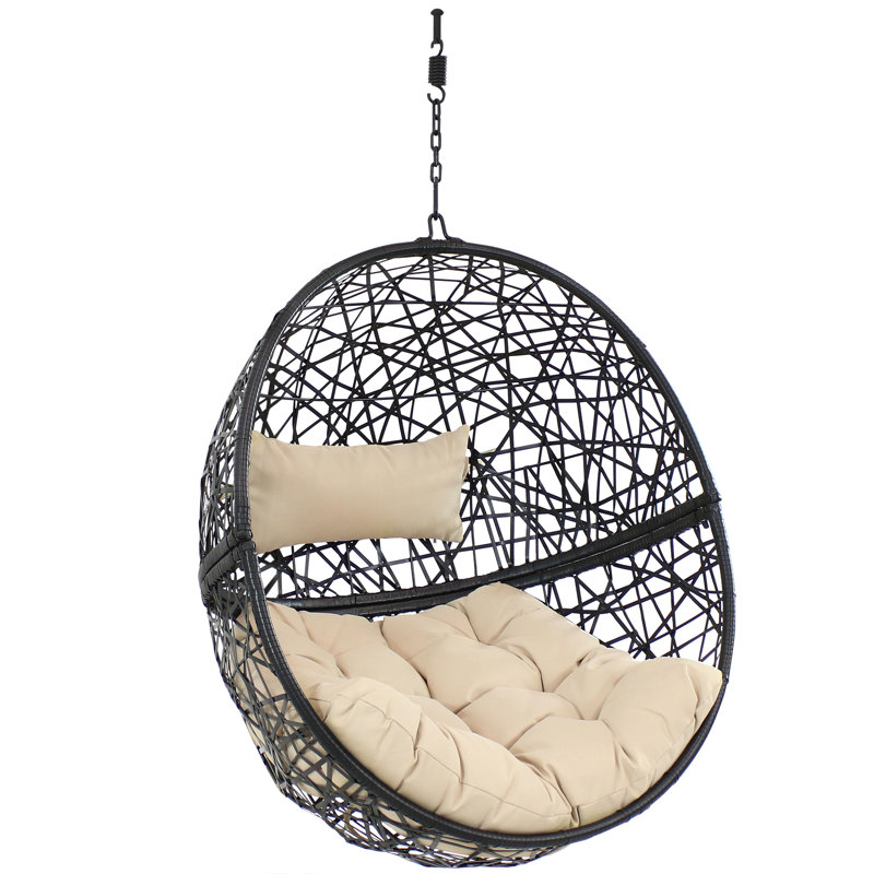 Chaise suspendue en résine tressée avec coussins Jackson - crème, Crème, crème