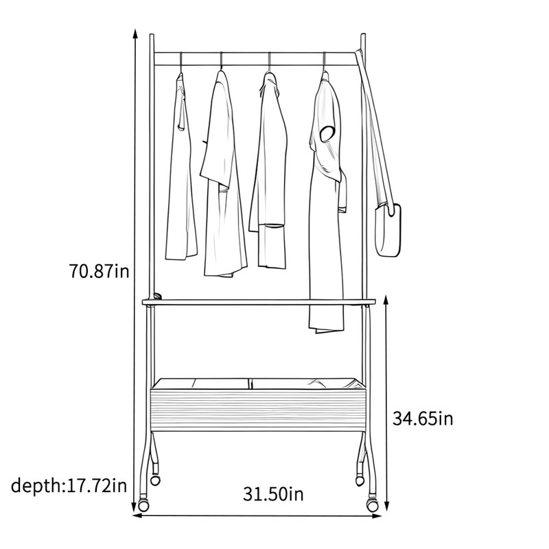 Premium Solid Wood Coat Rack Stainless Steel