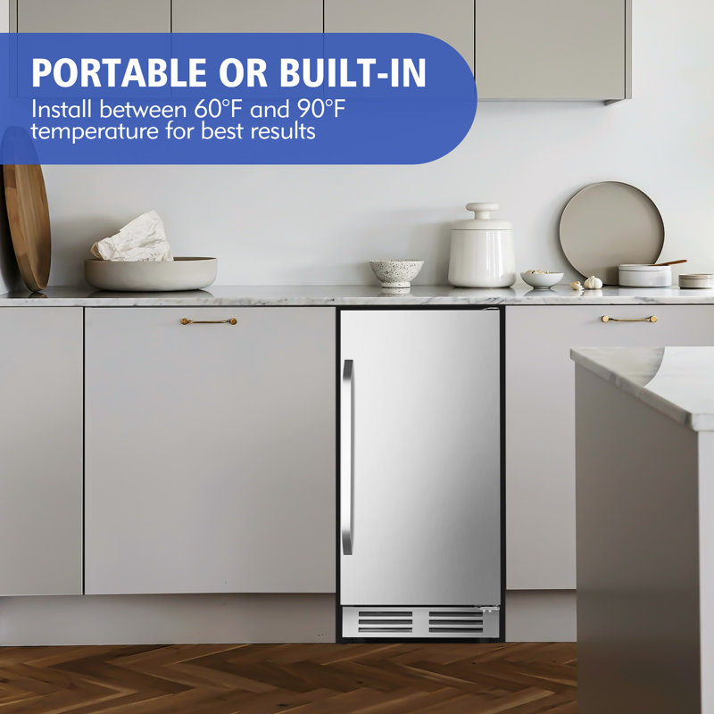 Velivi 127 Cans 3.1 Cubic Feet Built-In & Freestanding Beverage Refrigerator with Digital Control, Security Lock, and Blue LED Light