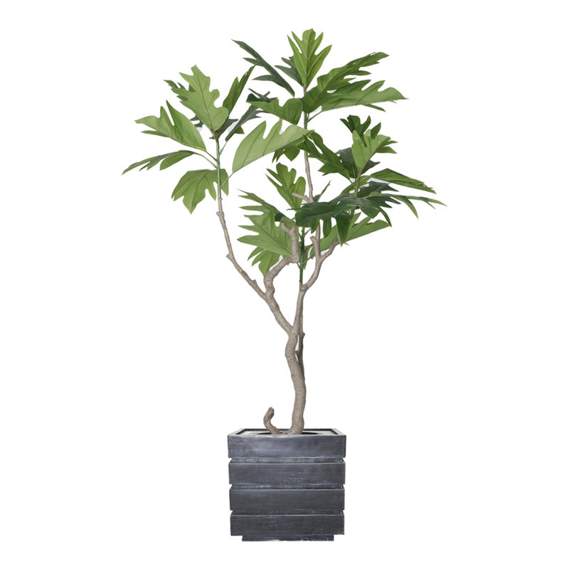 73'' Faux Fiddle Tree Tree in Pot, Gray