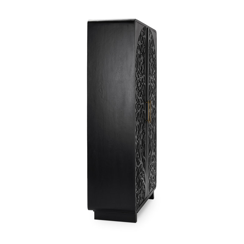 Albero Solid Wood Accent Cabinet, Black