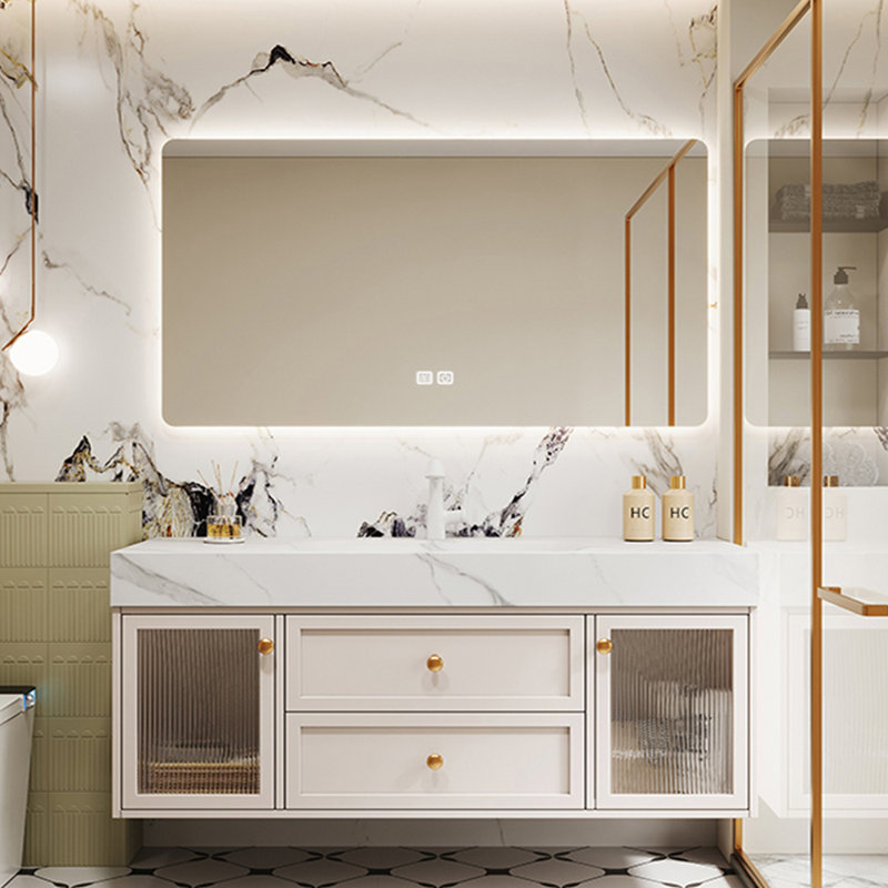 Nordic style fashion simple bathroom cabinet, Off White, 21.7" H x 55.1" W x 21.7" D