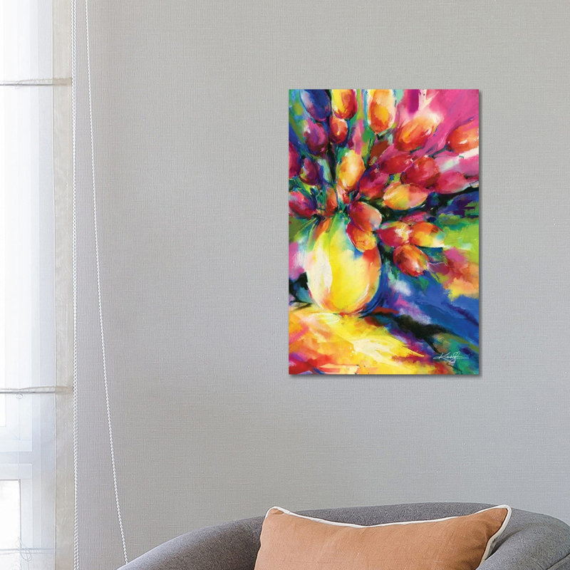 Tulipes par Kathy Morton Stanion - peinture sur toile tendue, H 26 po x l 18 po x 1,5 po