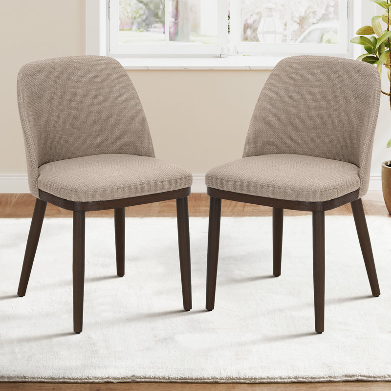 Breathable Fabric Dining Chair - Ergonomic Solid Wood Design, Multi-Scene Use, Camel