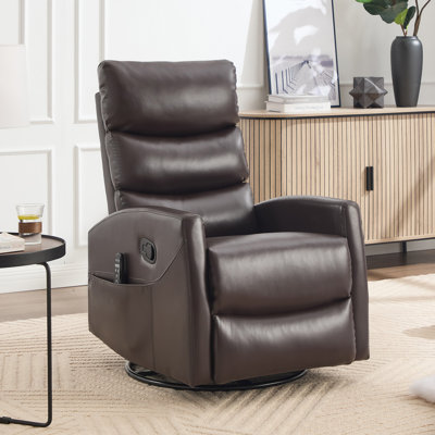 Heat Massage Manual Recliner Chair With Rocker And Swivel In Fabric For Living Room