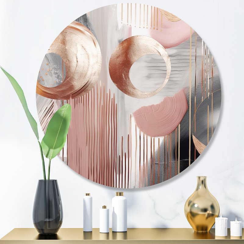 Whispers Of Marble V - Art mural rond abstrait en marbre sur métal, H 23 po x l 23 po x P 1 po