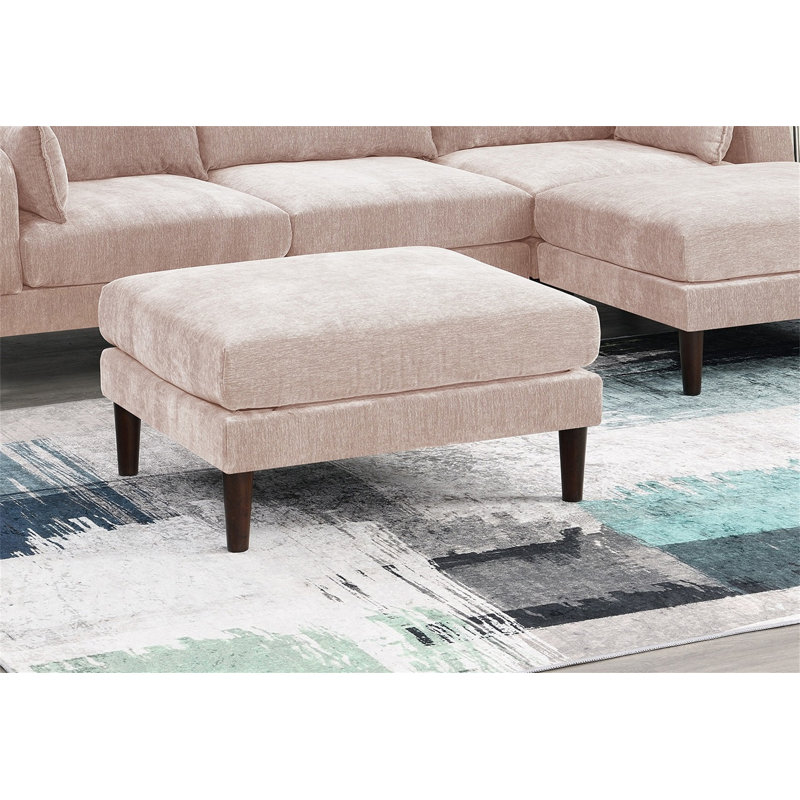 Magnifique repose-pieds rose rosé en tissu Morgan