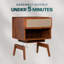 Table de chevet Arnitra en bois massif avec rotin pour salon et chambre, tiroir et tablette ouverte