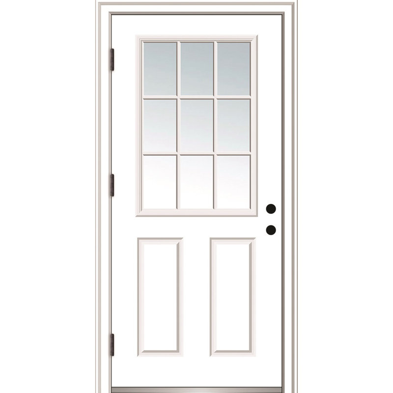 White Fiberglass 80'' Front Entry Door with Clear Glass Panels