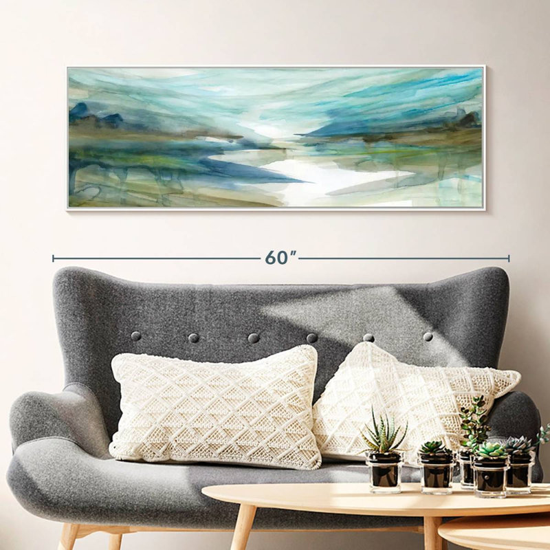 Spring Reflection II, Floating Frame White, 49" X 17"