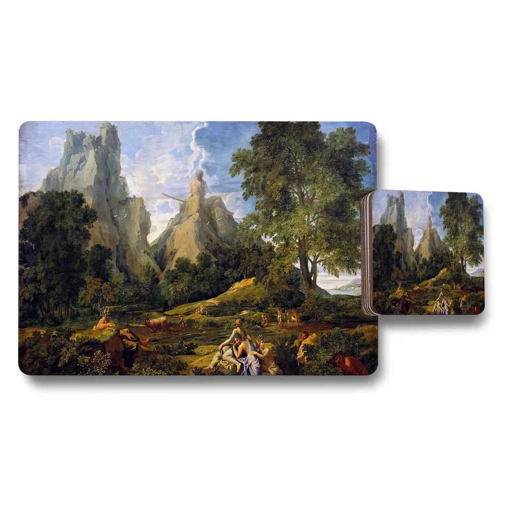 Scenic Landscape Placemats And Coasters Set With Classic Artwork