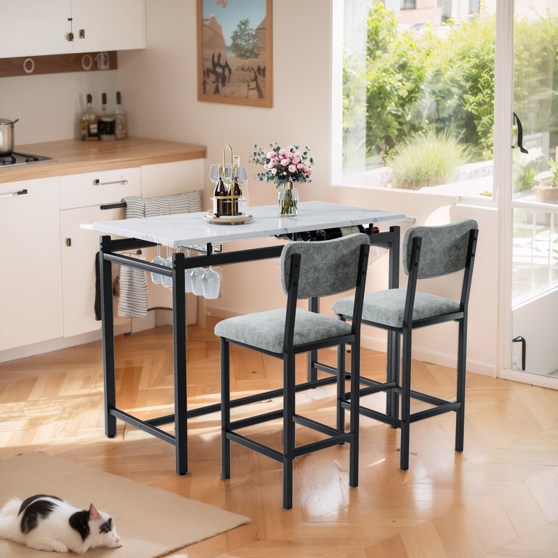 Eyoas 2 - Person Four Leg Dining Set, Gray