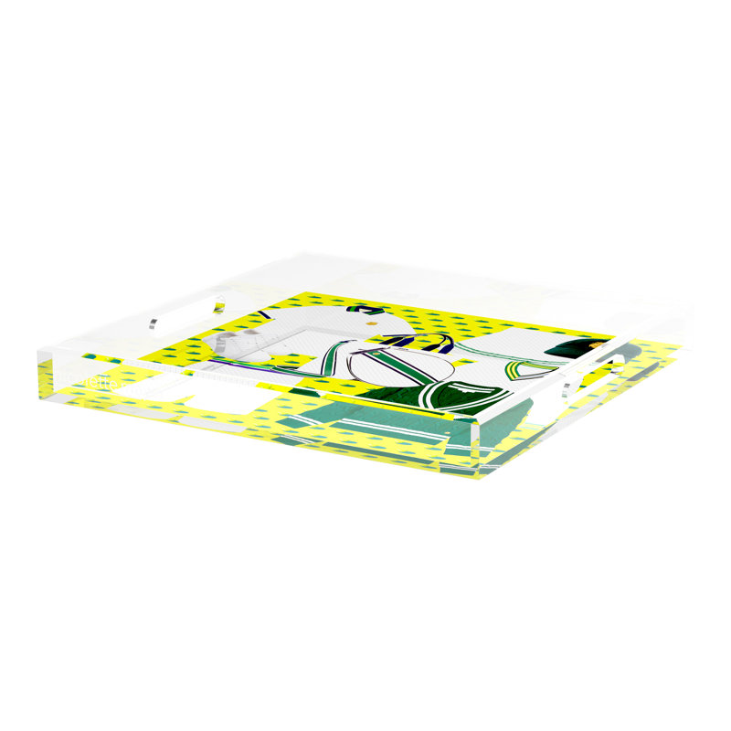 Plateau décoratif carré en acrylique Tenniscore Fashionchartreuse Kelly, 2" H x 18" W x 18" D, Chartreuse Kelly