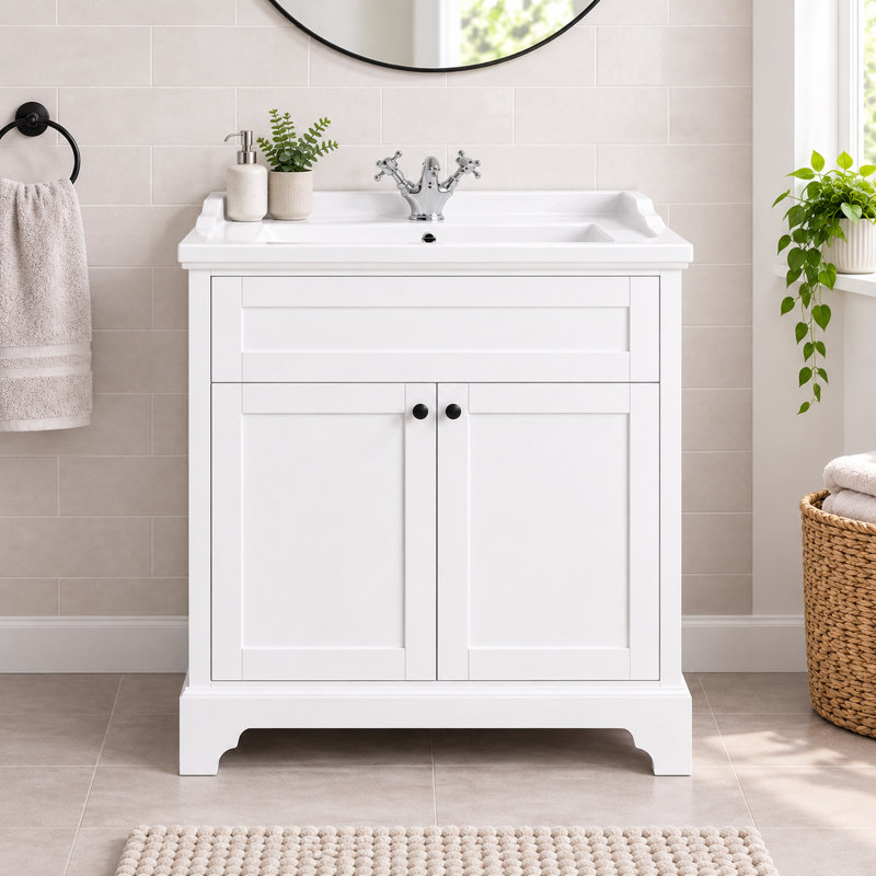 Croft 810mm Single Bathroom Vanity with Basin, White