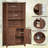 70in Tall Bookshelf 5 Tier Bookcase with Barn Doors and Adjustable Shelves, Farmhouse Book Shelf-2143735528