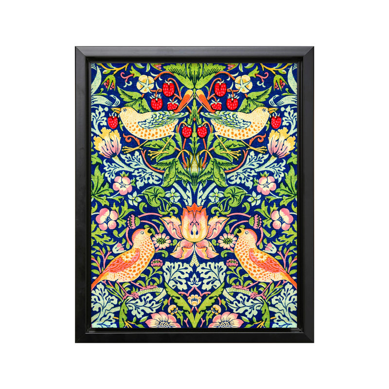 William Morris - Voleur de fraises n ° 9, Cadre noir, Canevas, H 11 po x l 14 po