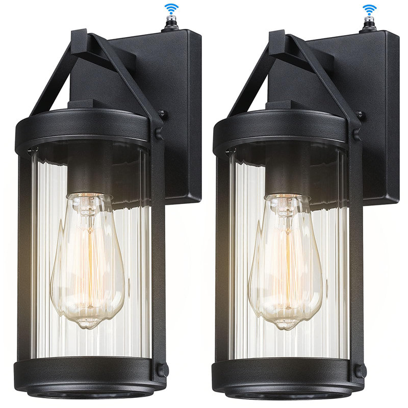Ensemble de 2 luminaires muraux d'extérieur Dusk to Dawn (ampoules non incluses), Noir