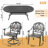 6-Person 81.89"L Oval Outdoor Dining Set with Umbrella Hole, 2 Swivel + 4 Stackable Chairs, Brown Cushions-1059836236