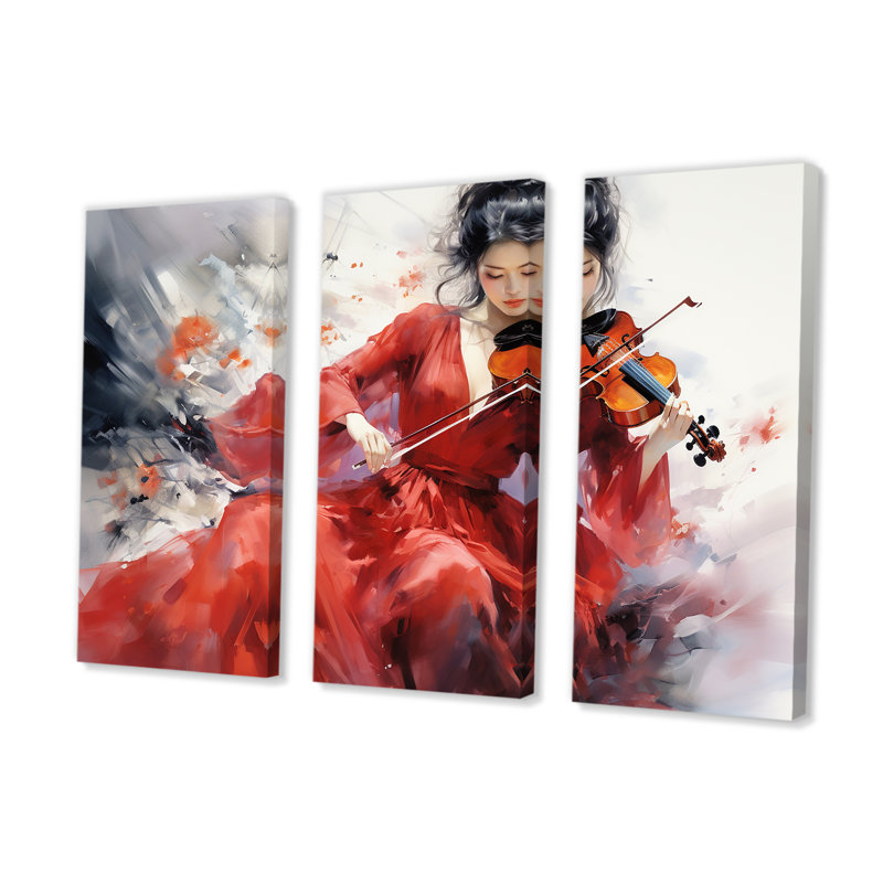 Violon, élégance japonaise, ensemble d'art sur toile, H 32 po x l 48 po