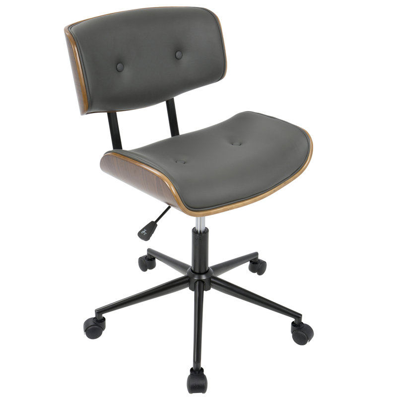 Chaise de bureau réglable pivotante en noyer et gris Lombardi par Lumisource