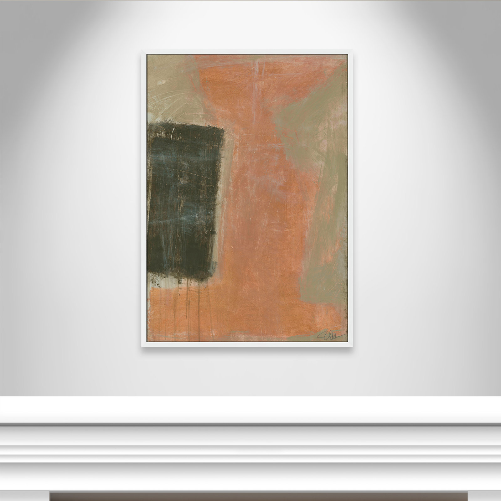Anali "Autumn Sandbox" Painting, 41.5" H x 29.5" W x 0.75" D, Satin White
