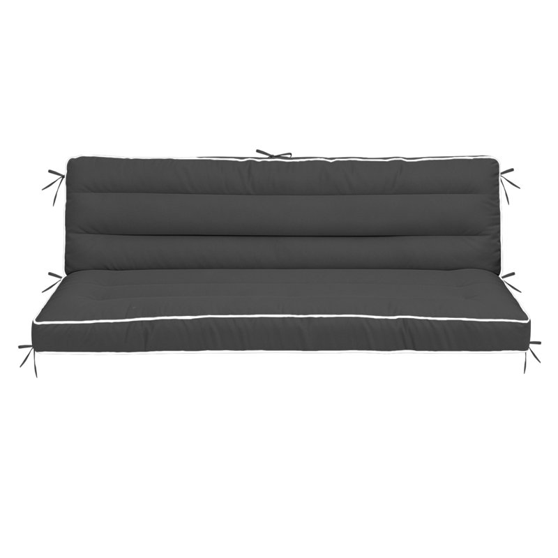 Outdoor Swing Cushion with Backrest & Tie Straps, 2/3 Seater Replacement Glider Cushion, Dark Gray