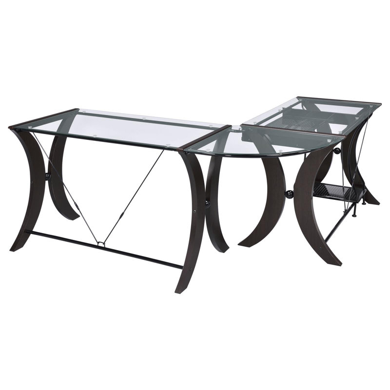 L-Shaped Glass Top Computer Desk