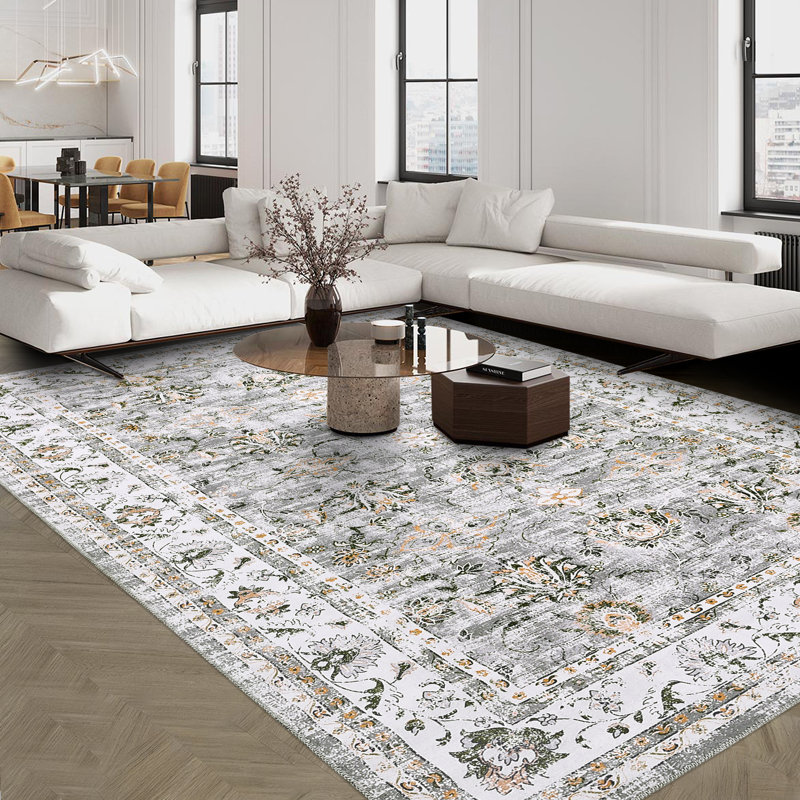 Machine Washable Rugs Oriental Floral Area Rug for Living Room Bedrooms Non Slip Rugs for Playroom Office Kitchen