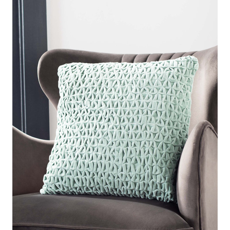 Lensa Braided Mint Green Cotton Square Decorative Pillow, 19" x 19"