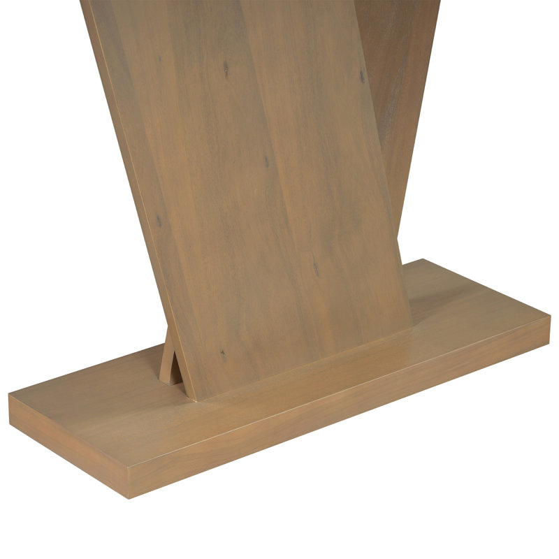 Mirod Console Table With Natural Wood Veneer,V-Base Design For Classic Versatility ,Perfect For Displaying Your Favorite Items, Easy Assembly