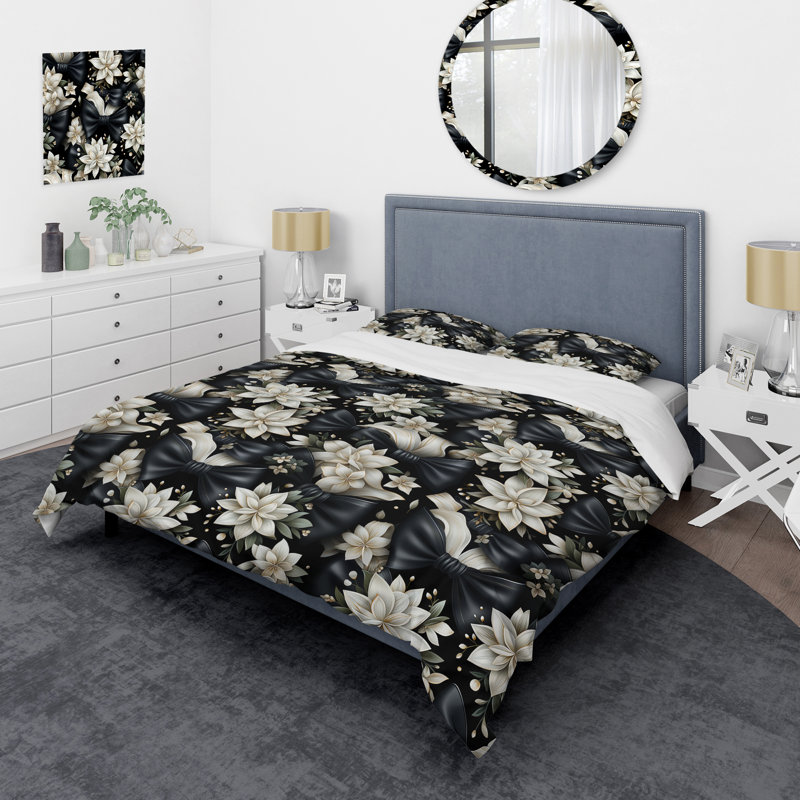 Literie Tuxedo Tidings, Housse de couette pour grand lit et 2 taies décor