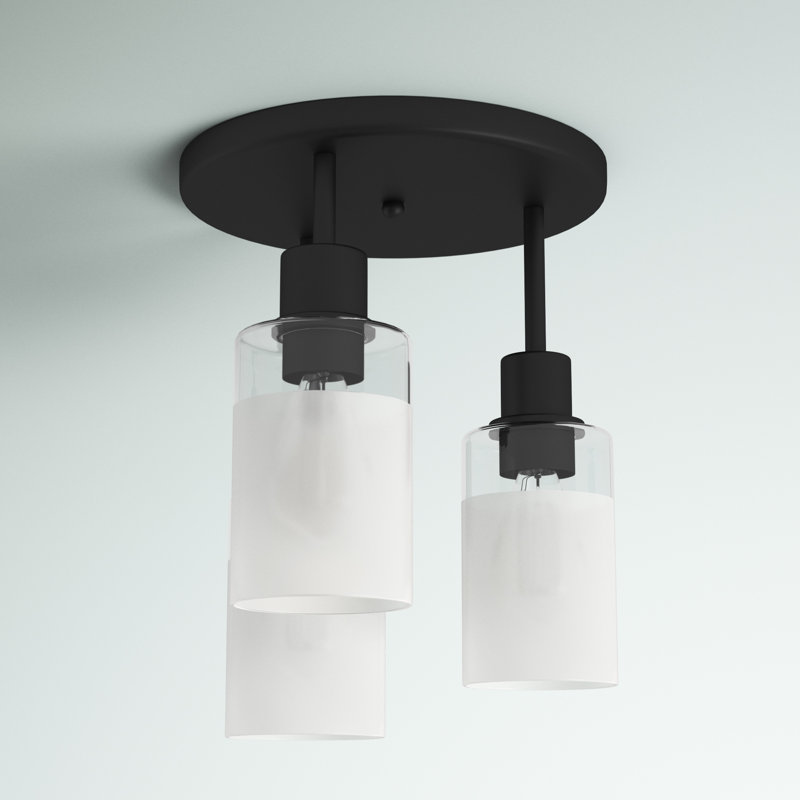Archiebald Glass Semi Flush Mount, Matte Black
