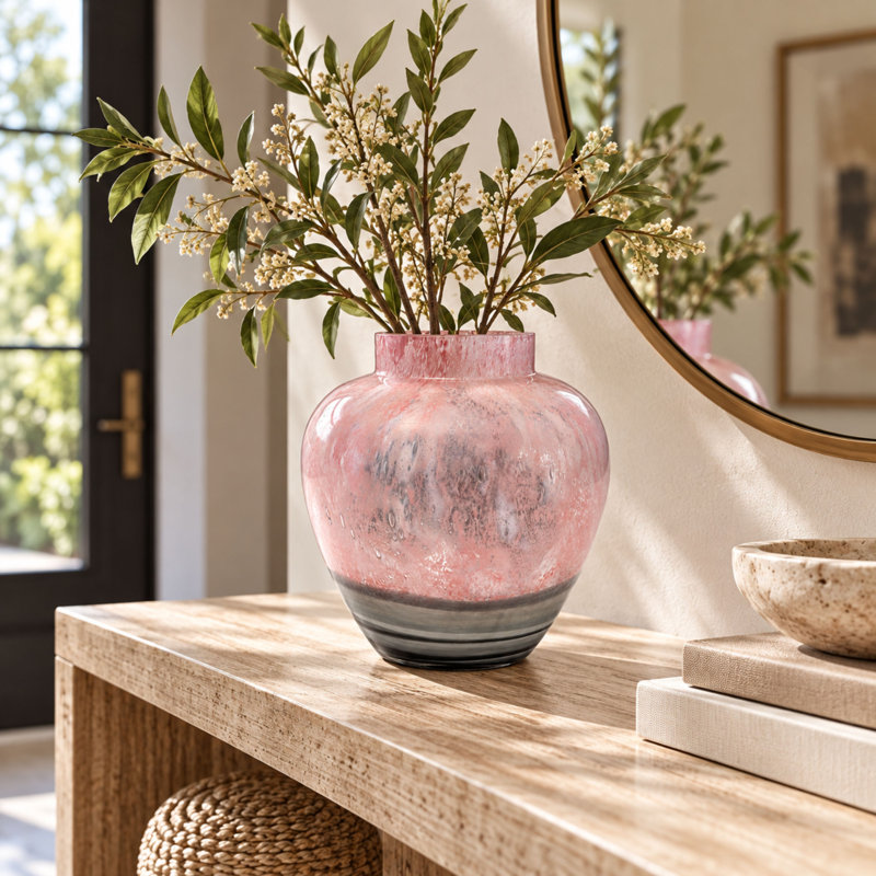 Vase de table contemporain en verre ambré de 9 pouces pour le salon et la maison moderne