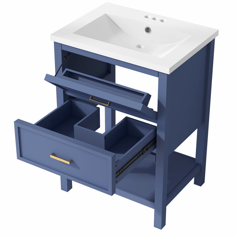 Meuble-lavabo 24 po avec lavabo supérieur, Bleu