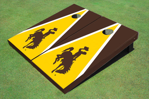 Ensemble de 10 planches de cornhole NCAA assorties NCAA, Cowboys de l'Université du Wyoming, Doré / Brun