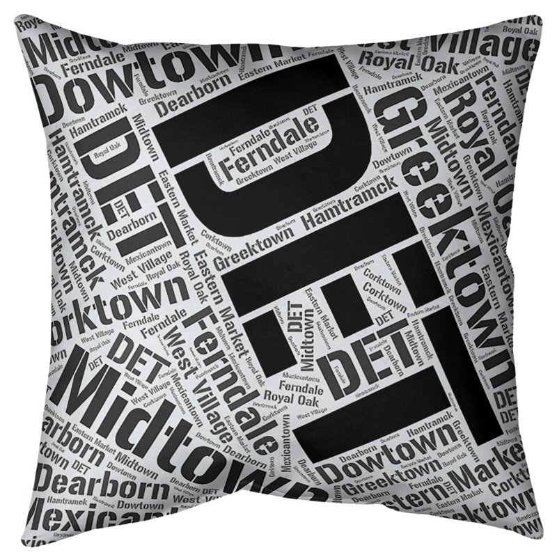 Coussin intérieur/extérieur détroit, H 18 po x l 18 po, Oui, Noir