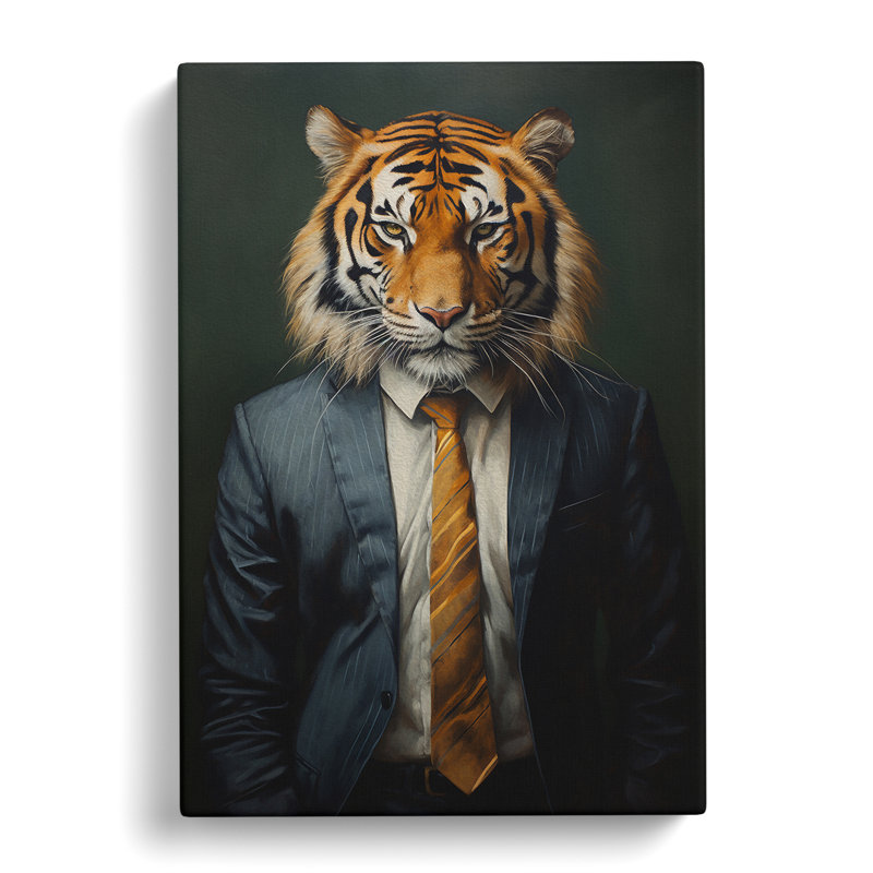 Tiger In A Suit No.4 - Wrapped Canvas Print, 76cm H x 50cm W x 3cm D