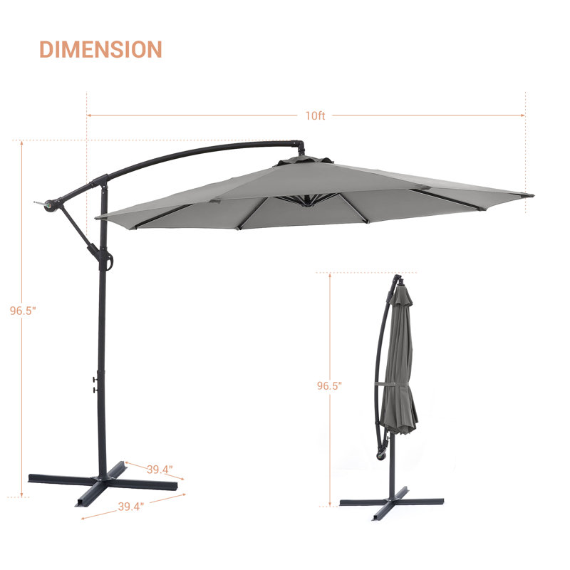 Parasol en porte-à-faux 120 po, Gris clair
