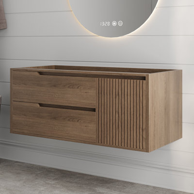 36" Walnut Wall-Mounted Bathroom Vanity Cabinet, No Sink