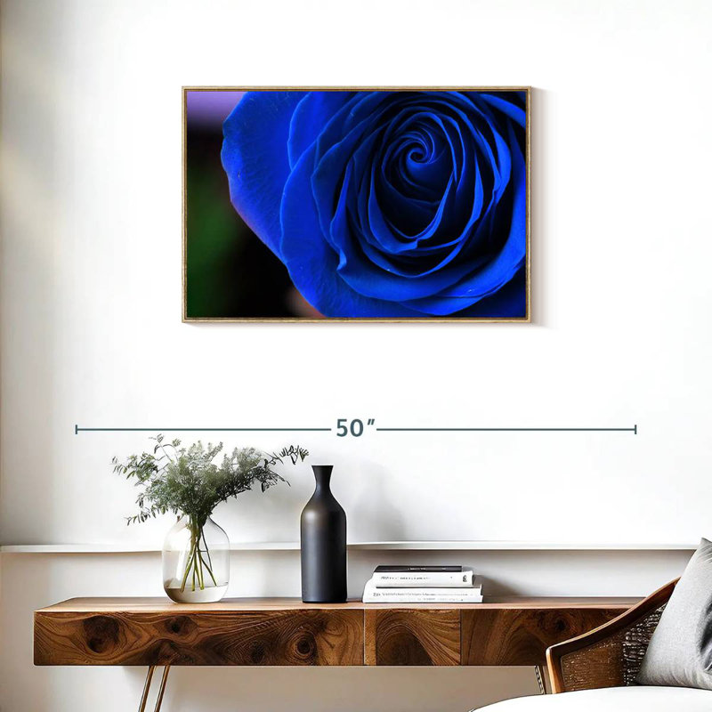 Bleu rose arbuste, Cadre flottant en bois naturel, 31 po x 21 po
